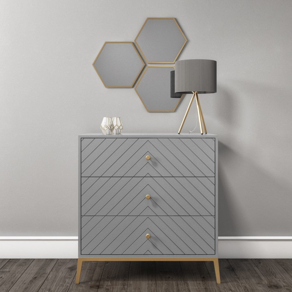Ewan Small Chest of Drawers - Grey Wood - Tabeer Homes
