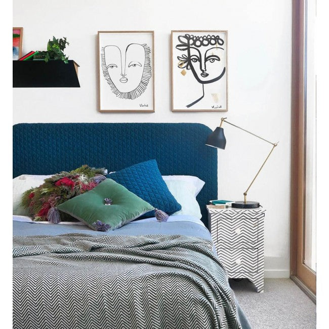 Isra Side Drawer - Black & White Bone Inlay - Tabeer Homes