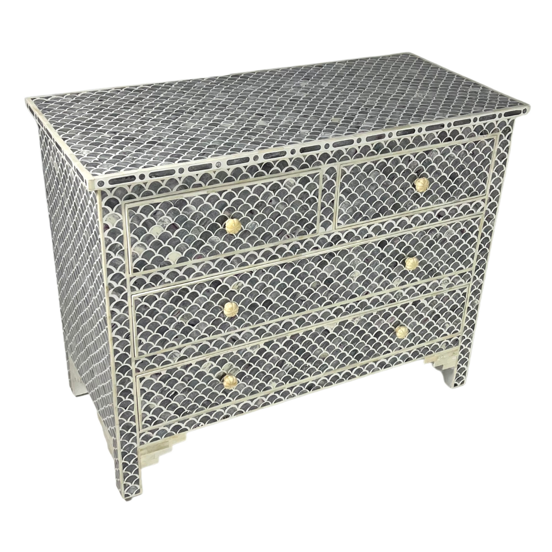 Basel Chest of Drawers - Black Bone Inlay - Tabeer Homes