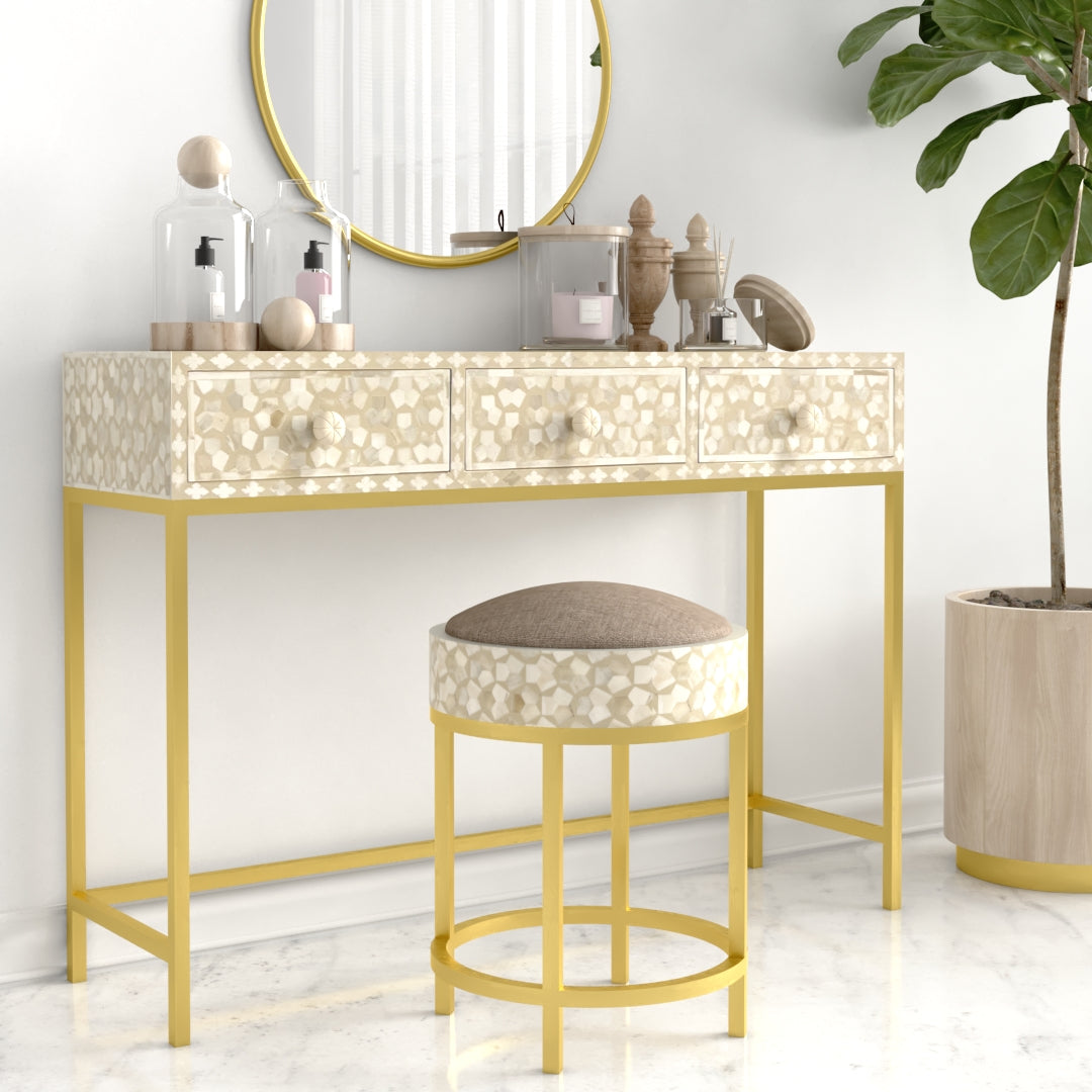 Vaan Dresser Console - Cream Bone Inlay - Tabeer Homes