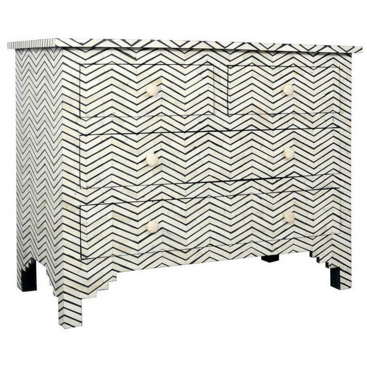 Isra Chest of Drawers - Black & White Bone Inlay - Tabeer Homes