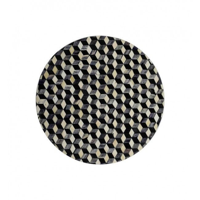 Nirvana Round Side Table - Black & White Bone Inlay - Tabeer Homes