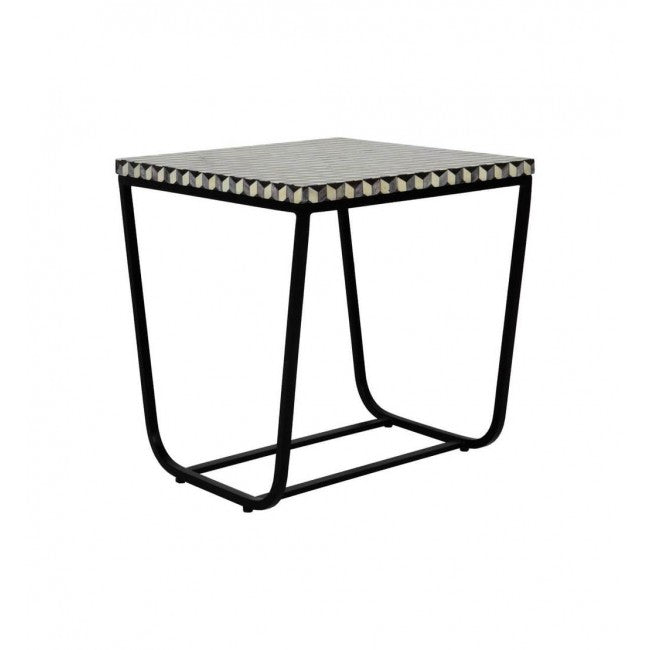 Nirvana Side Table - Black & White Bone Inlay - Tabeer Homes