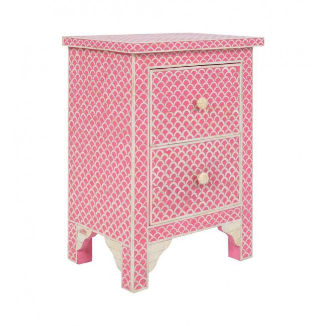 Basel Side Drawer - Pink Bone Inlay - Tabeer Homes