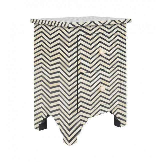 Isra Side Drawer - Black & White Bone Inlay - Tabeer Homes