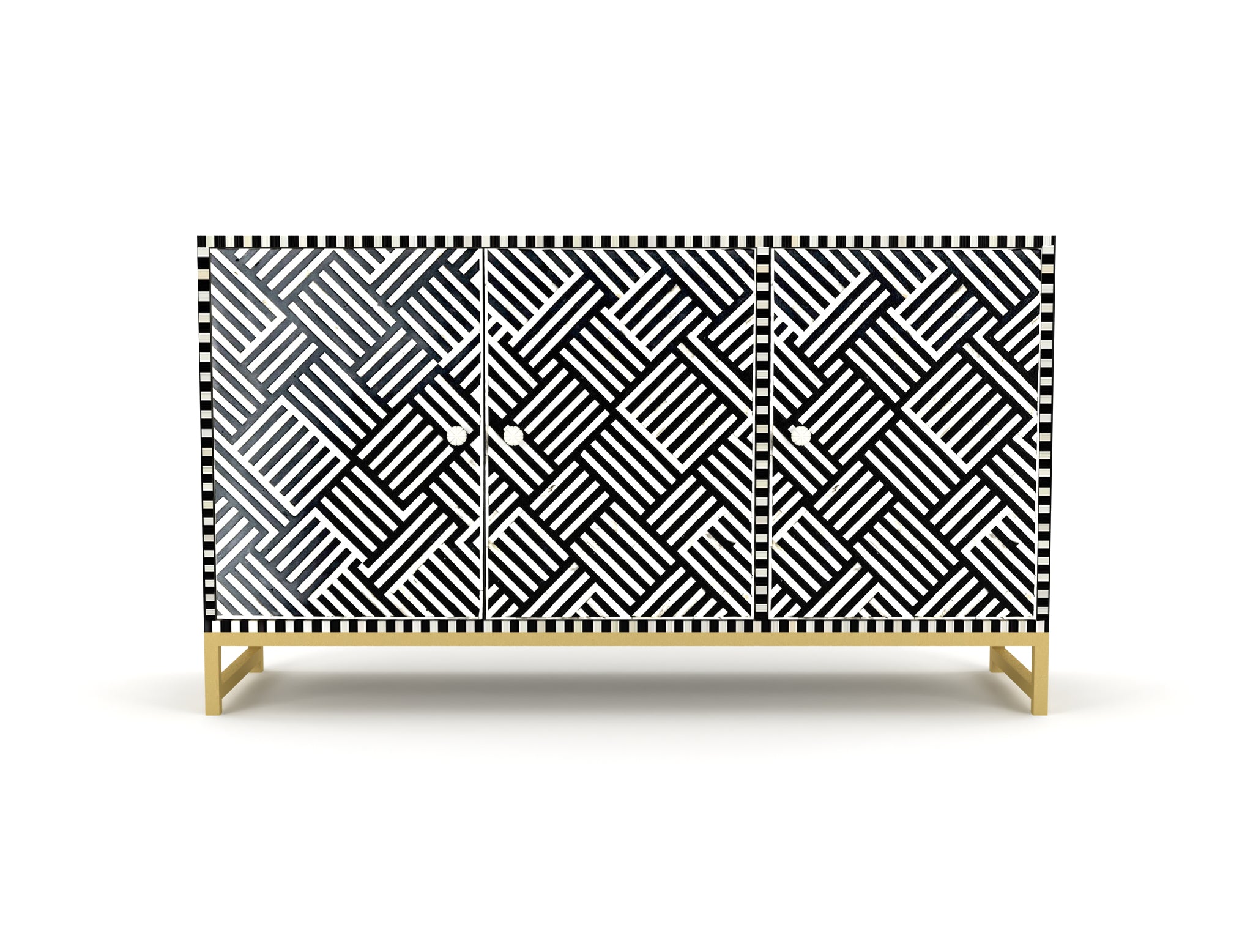 Ameerah Cabinet - Black & White Bone Inlay - Tabeer Homes