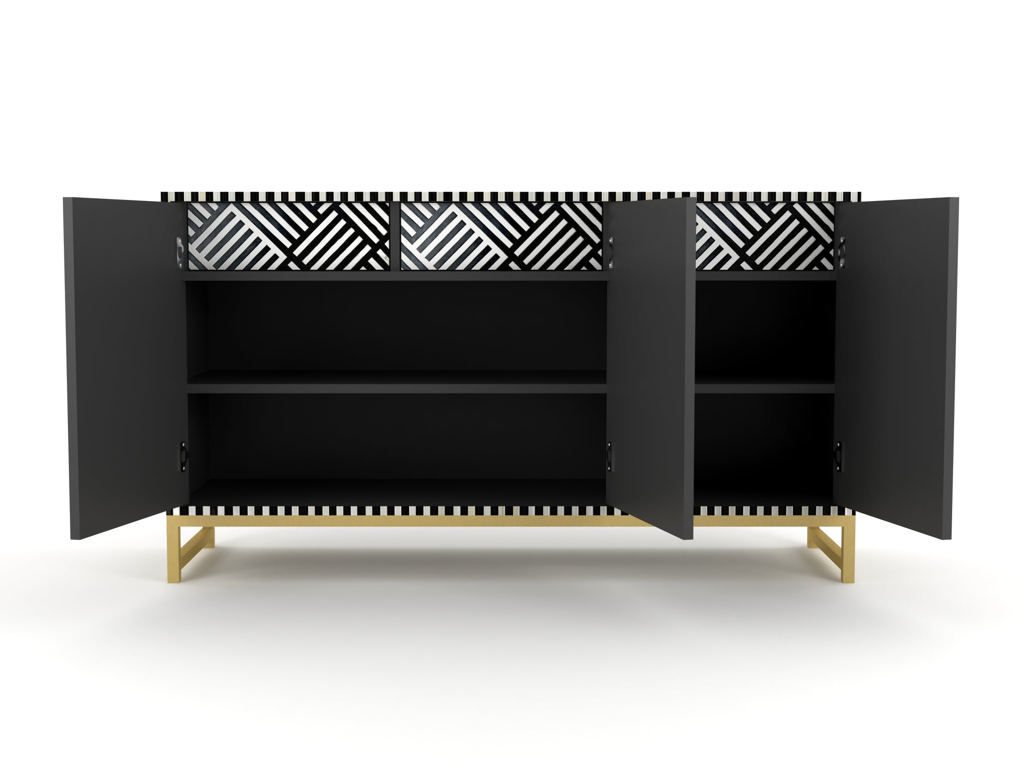 Ameerah Cabinet - Black & White Bone Inlay - Tabeer Homes