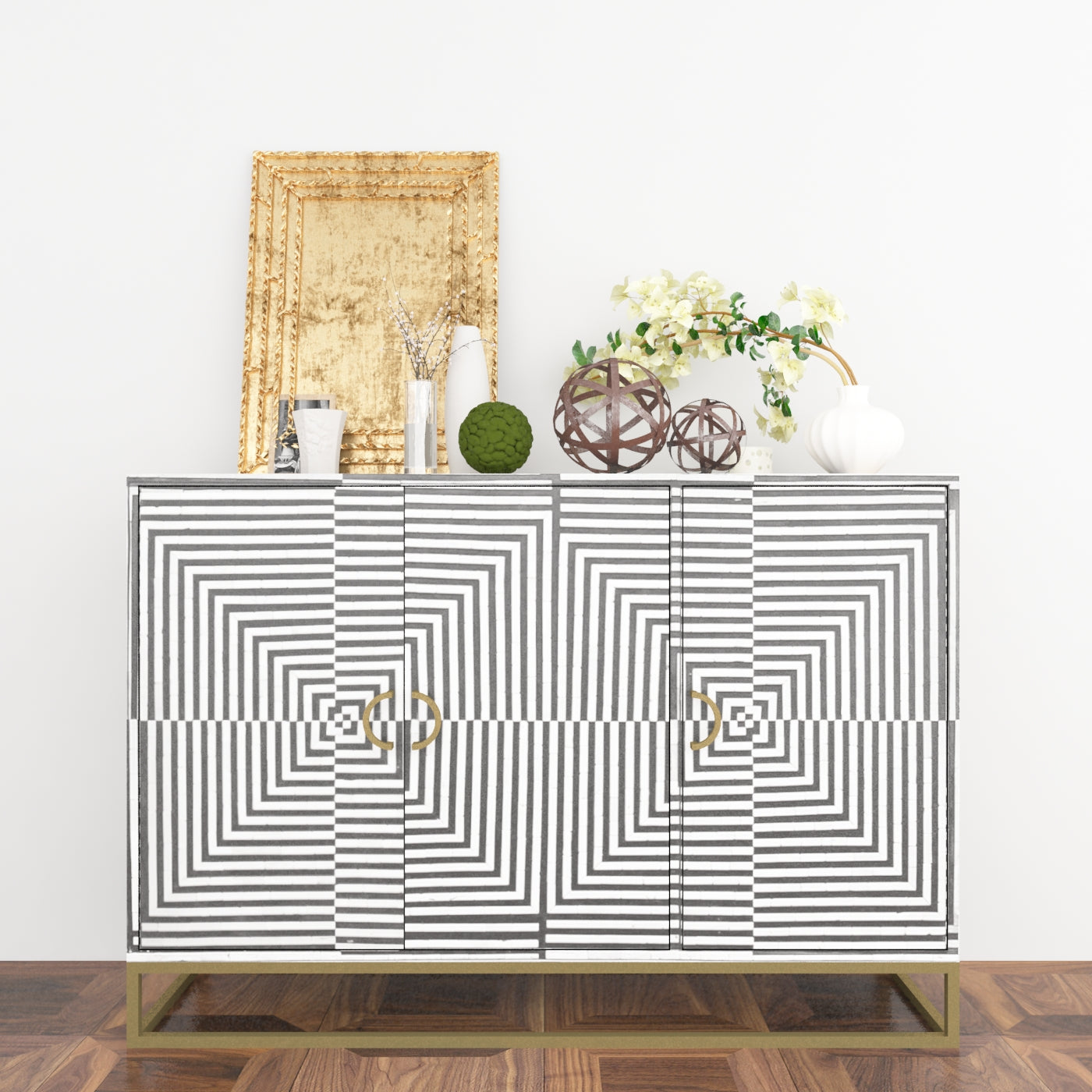 Lekh Cabinet - Grey Bone Inlay - Tabeer Homes