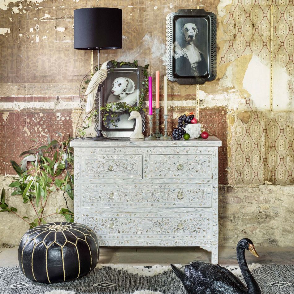 Iris Chest of Drawers - White Mother of Pearl - Tabeer Homes