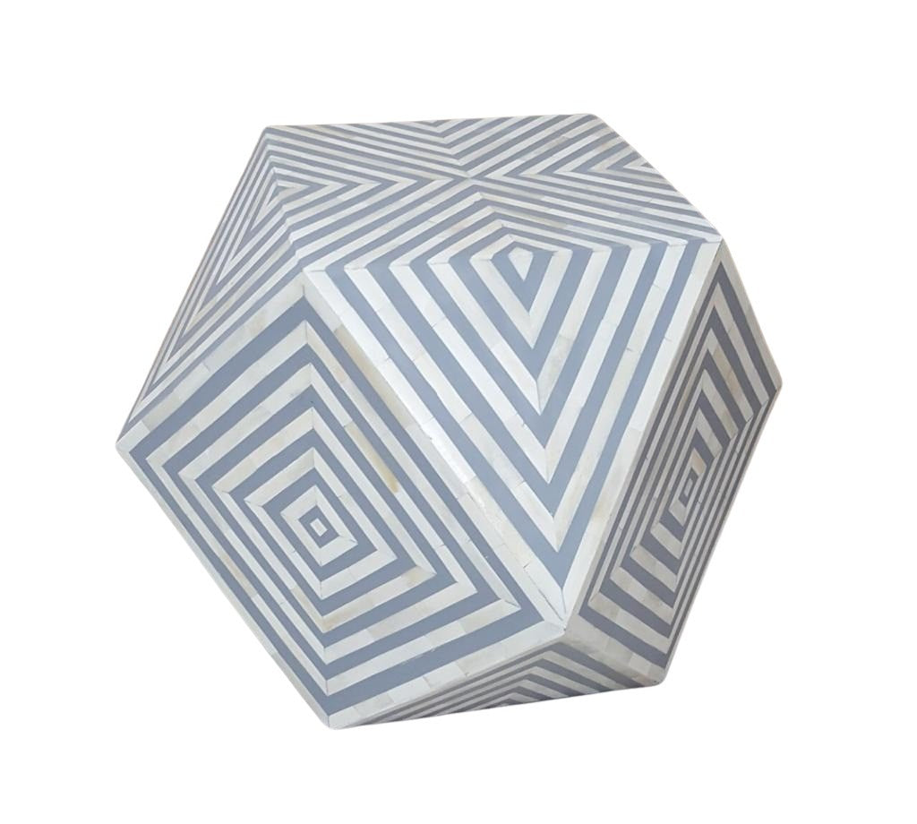 Aryan Side Table - Grey Bone Inlay - Tabeer Homes