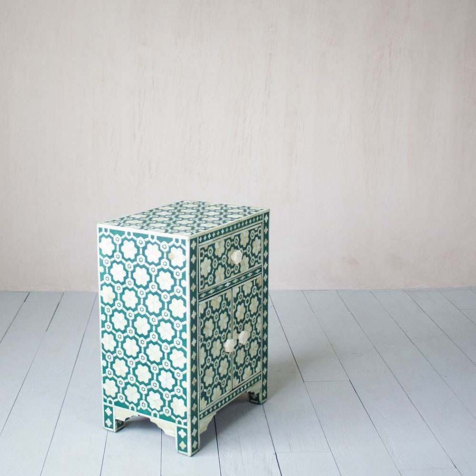 Varg Side Drawer - Green Bone Inlay - Tabeer Homes