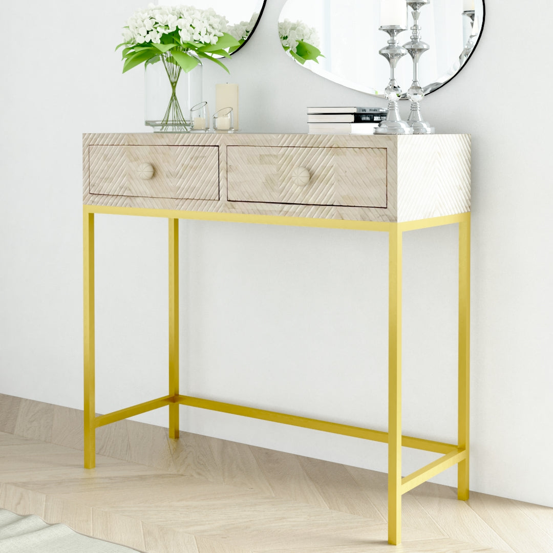 Lasvit Mini Dresser Console - Bone Carved - Tabeer Homes