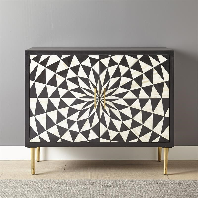 Aatma Cabinet - Black & White Bone Inlay - Tabeer Homes