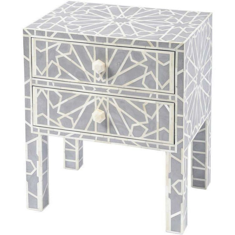 Cyrus Side Drawer - Grey Bone Inlay - Tabeer Homes