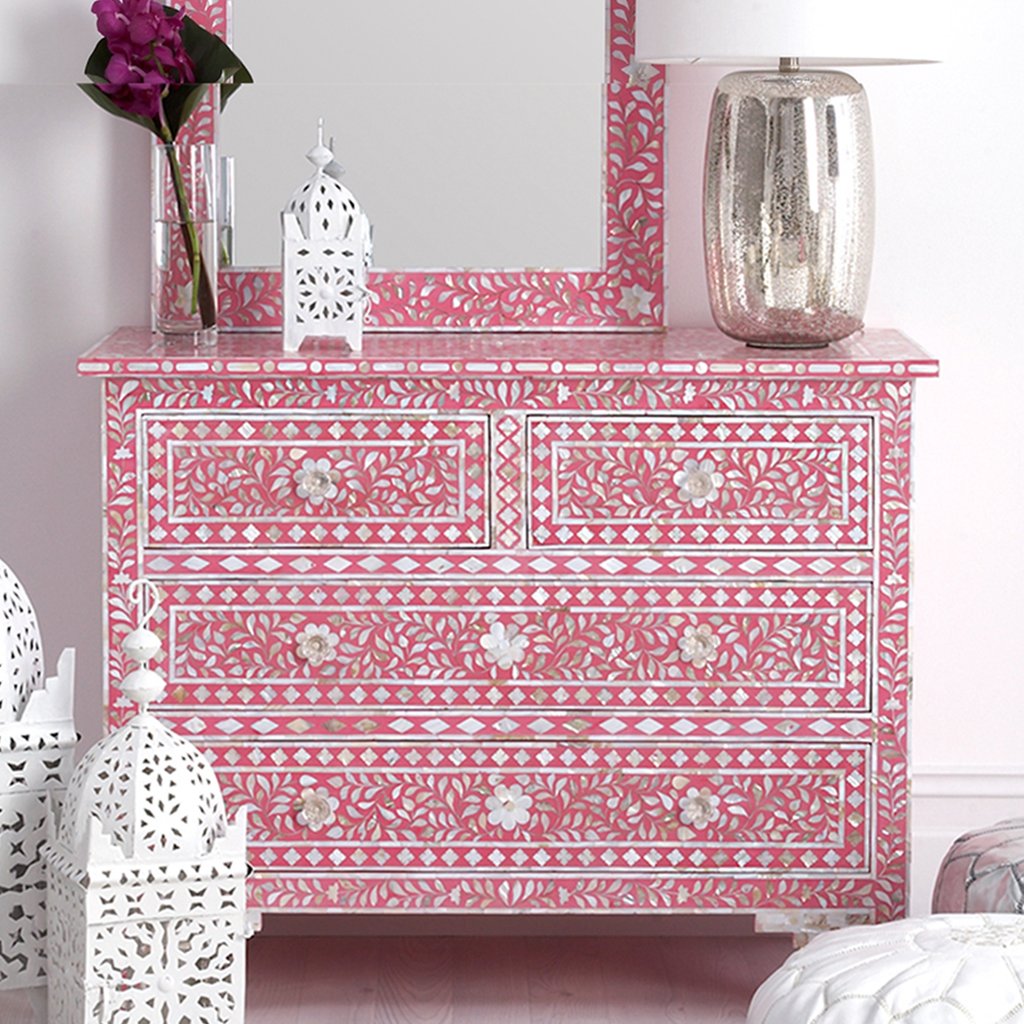 Iris Chest of Drawers - Pink Mother of Pearl - Tabeer Homes