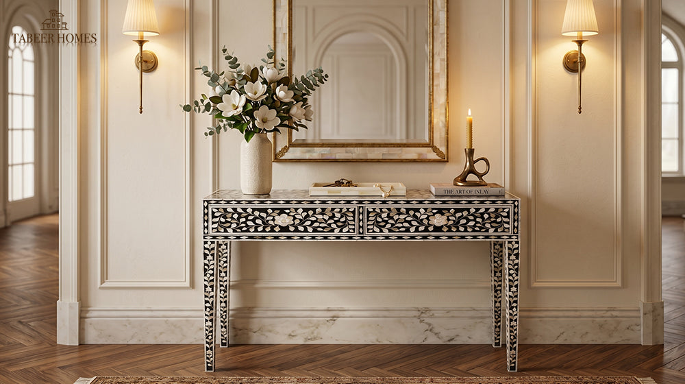 mother of pearl console table