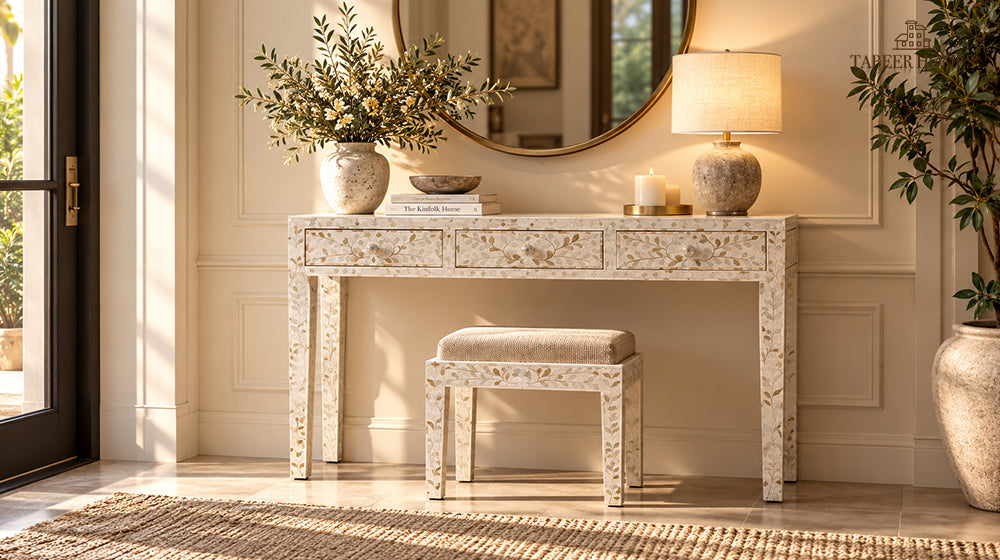 Bone Inlay Console Tables: Sizes, Placement & Styling for UAE Entryways