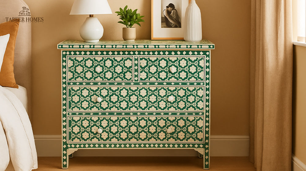 green chest of drawers