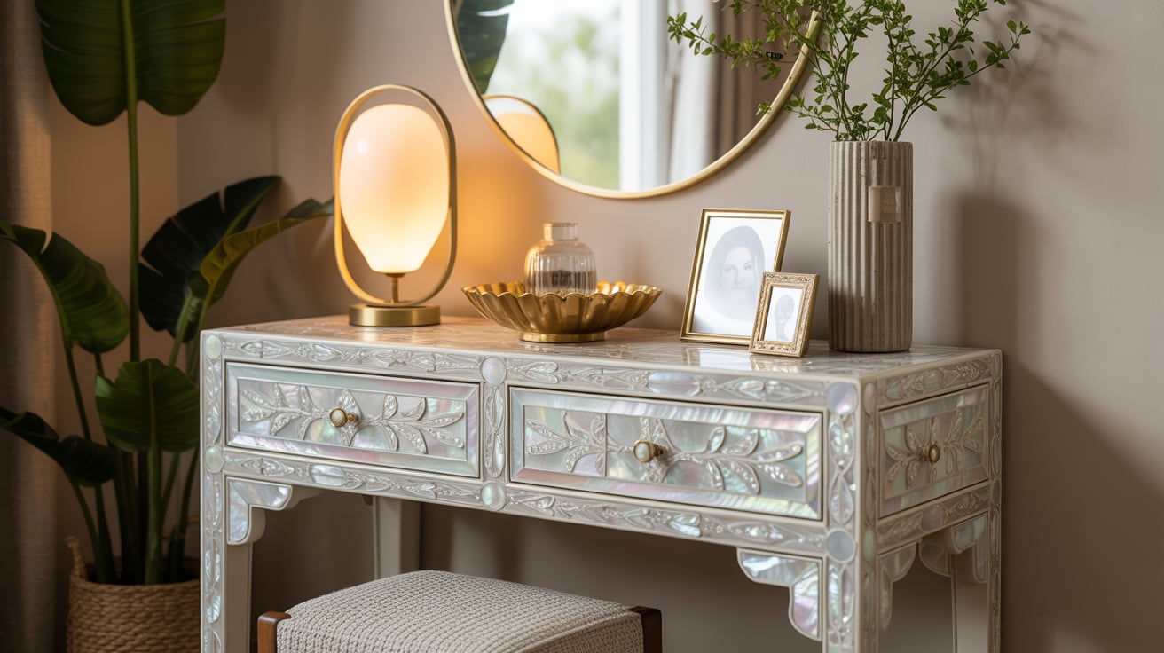 mother of pearl console table