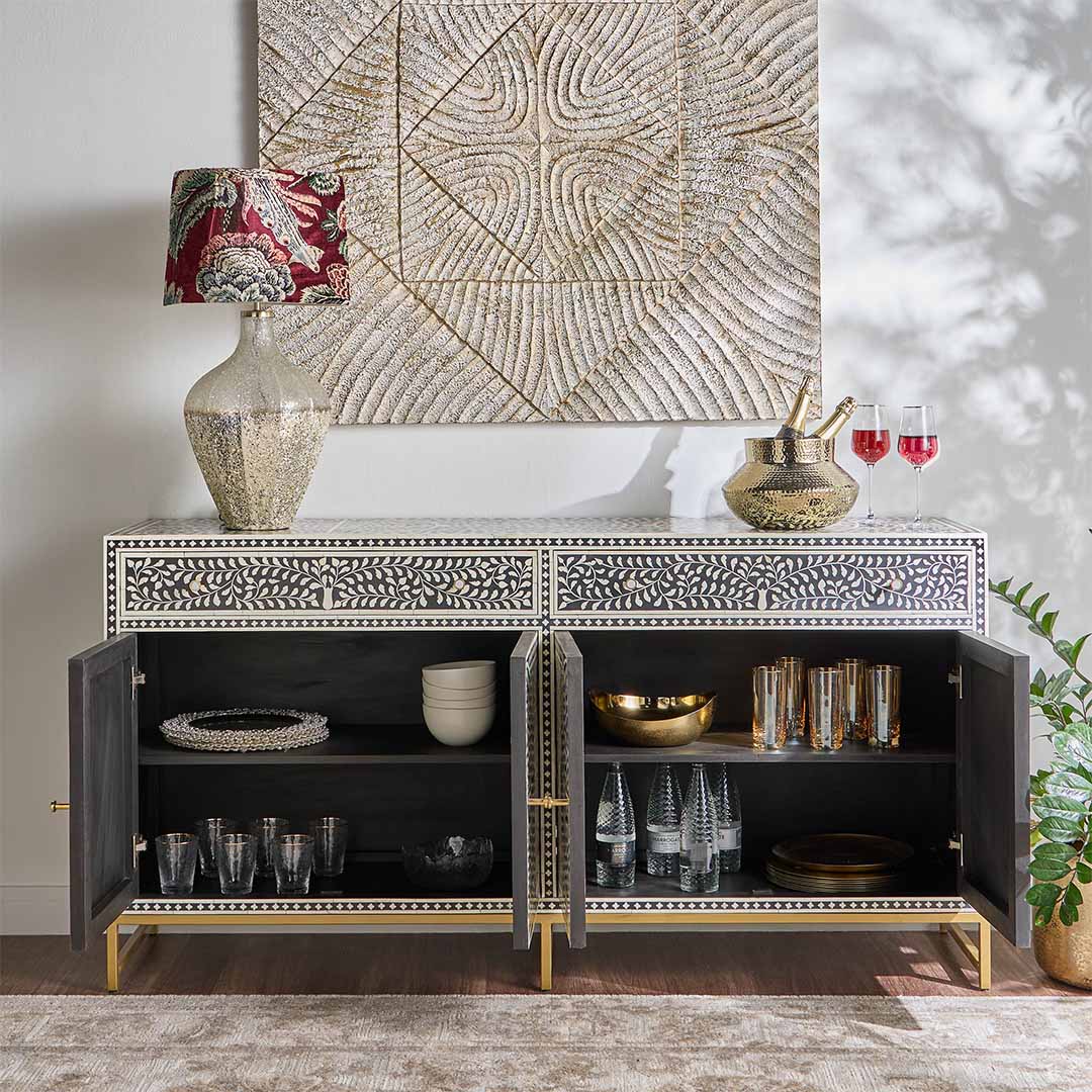 Jade Sideboard Buffet - Black Bone Inlay - Tabeer Homes