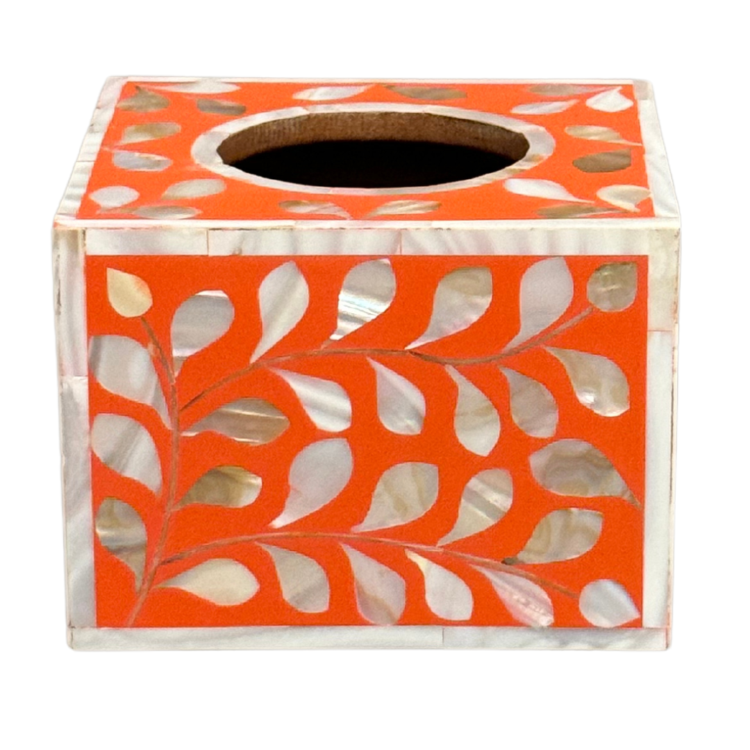Jamila Tissue Box - Red Mother of Pearl Inlay