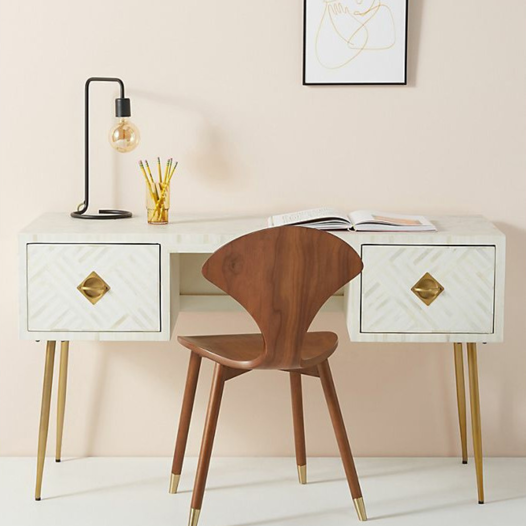 Ameerah Console Desk - White Bone Inlay - Tabeer Homes