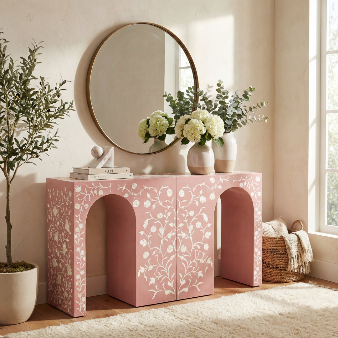 Rosetta Console - Pink Bone Inlay