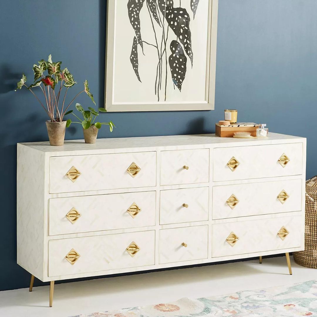 Ameerah Chest of Drawers - White Bone Inlay - Tabeer Homes