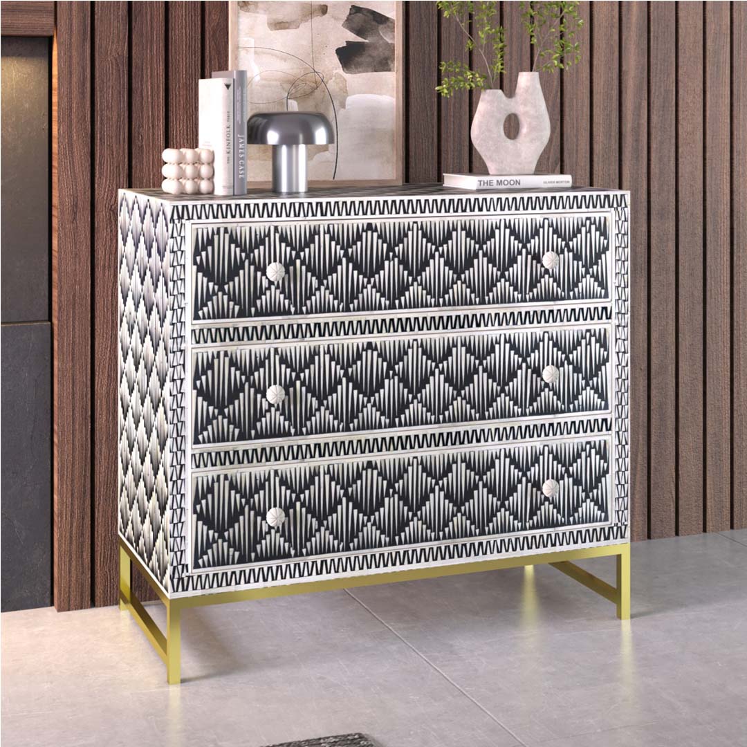 Elnaz Chest of Drawers - Black Bone Inlay - Tabeer Homes