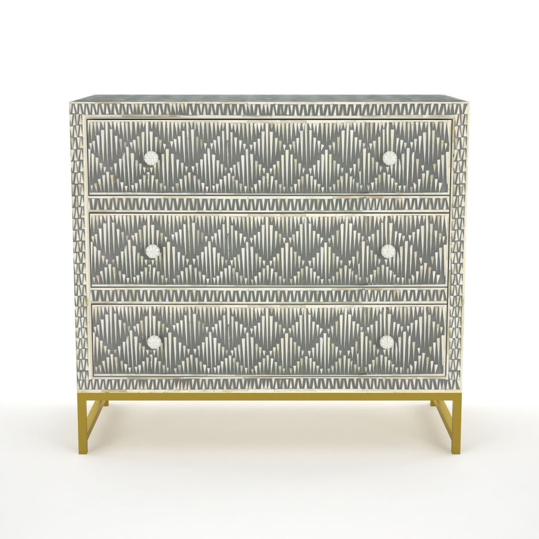 Elnaz Chest of Drawers - Grey Bone Inlay - Tabeer Homes