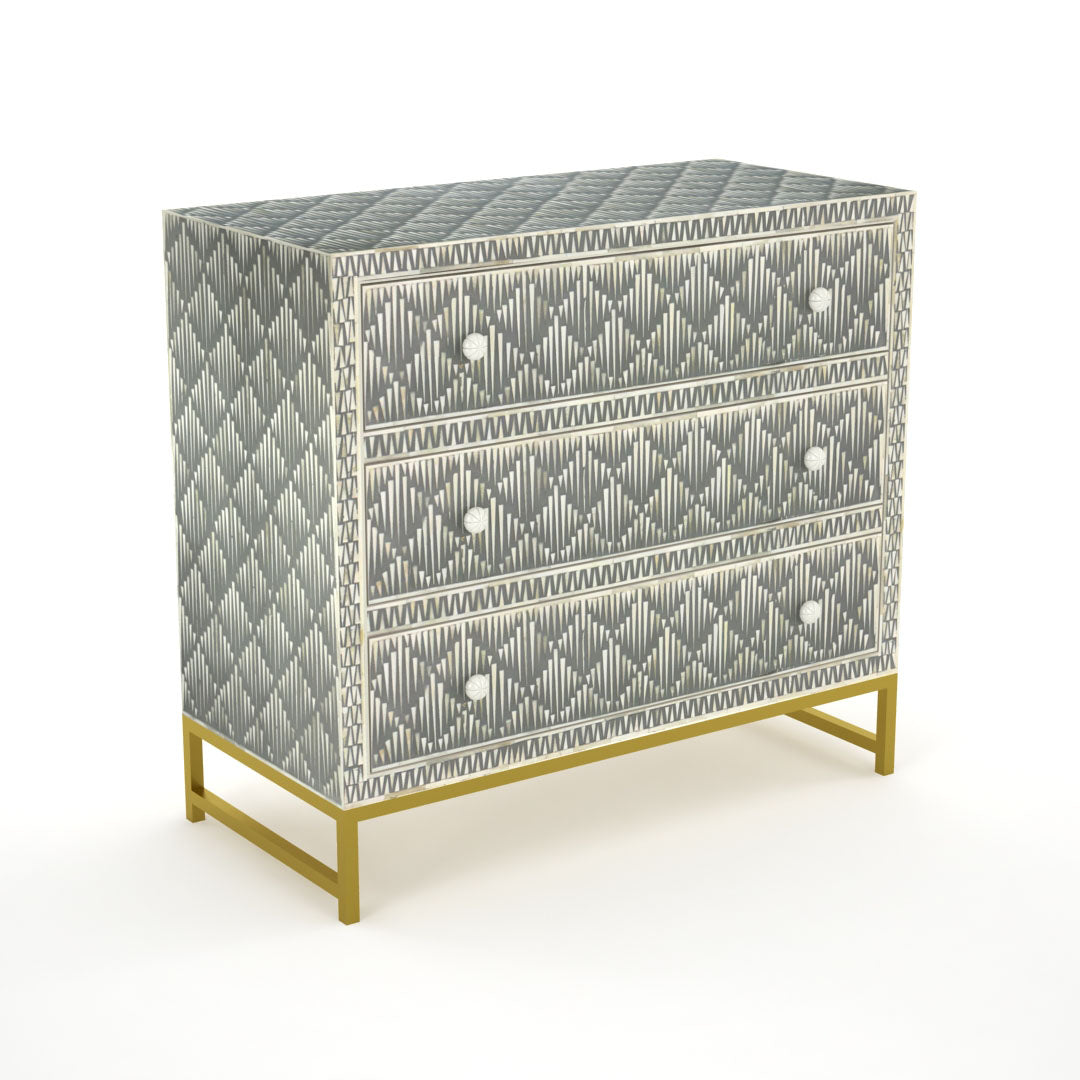 Elnaz Chest of Drawers - Grey Bone Inlay - Tabeer Homes