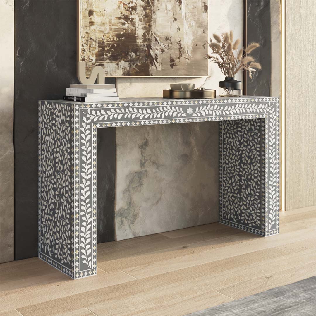 Exquisite Grey Bone Inlay Console Table in Dubai | Tabeer Homes