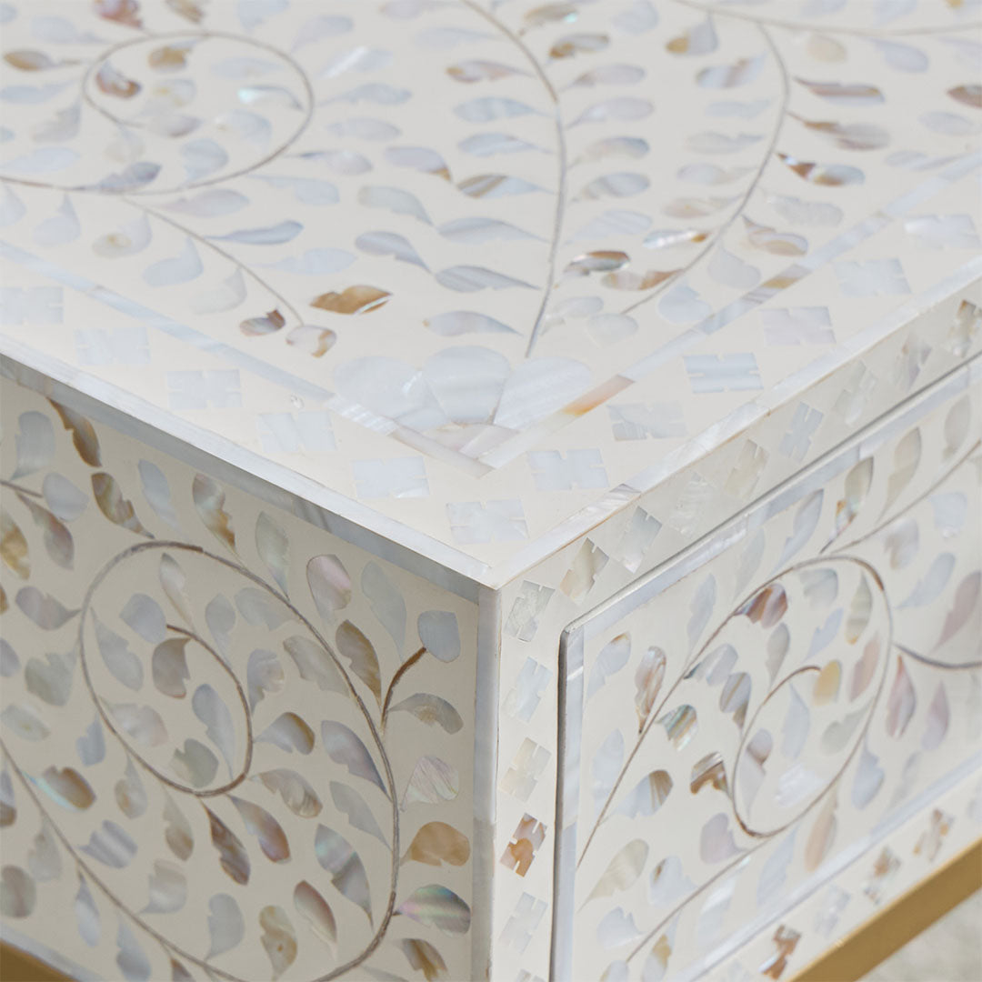 Iris Side Drawer - White Mother of Pearl - Tabeer Homes