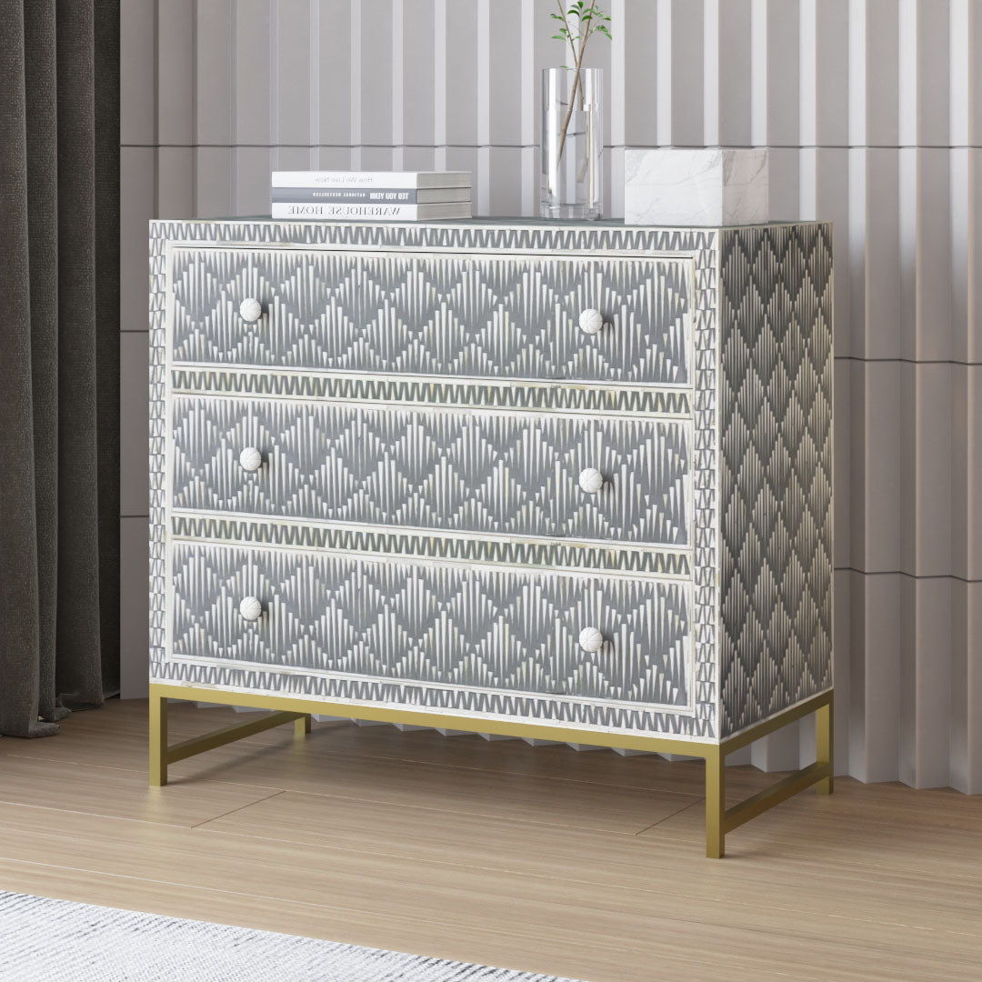 Elnaz Chest of Drawers - Grey Bone Inlay - Tabeer Homes