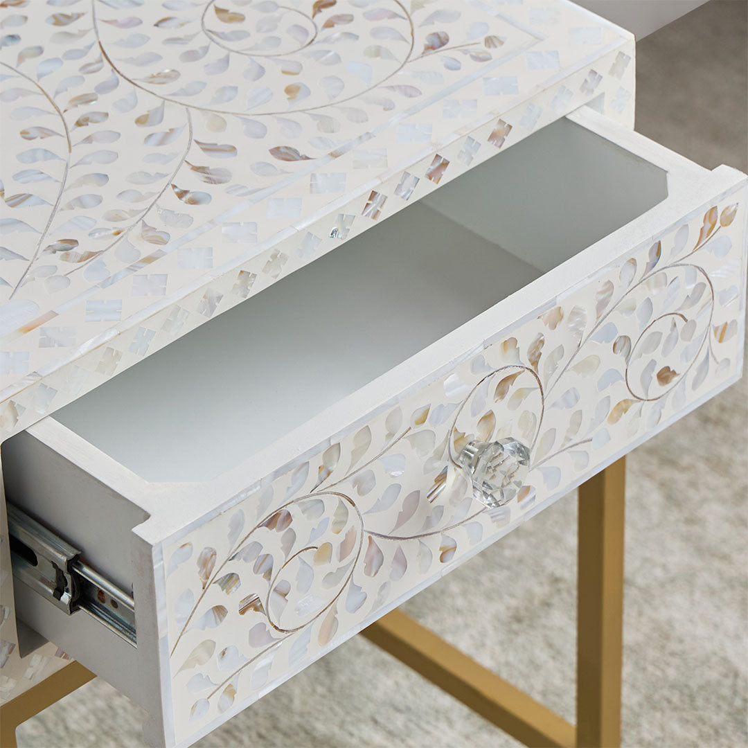 Iris Side Drawer - White Mother of Pearl - Tabeer Homes