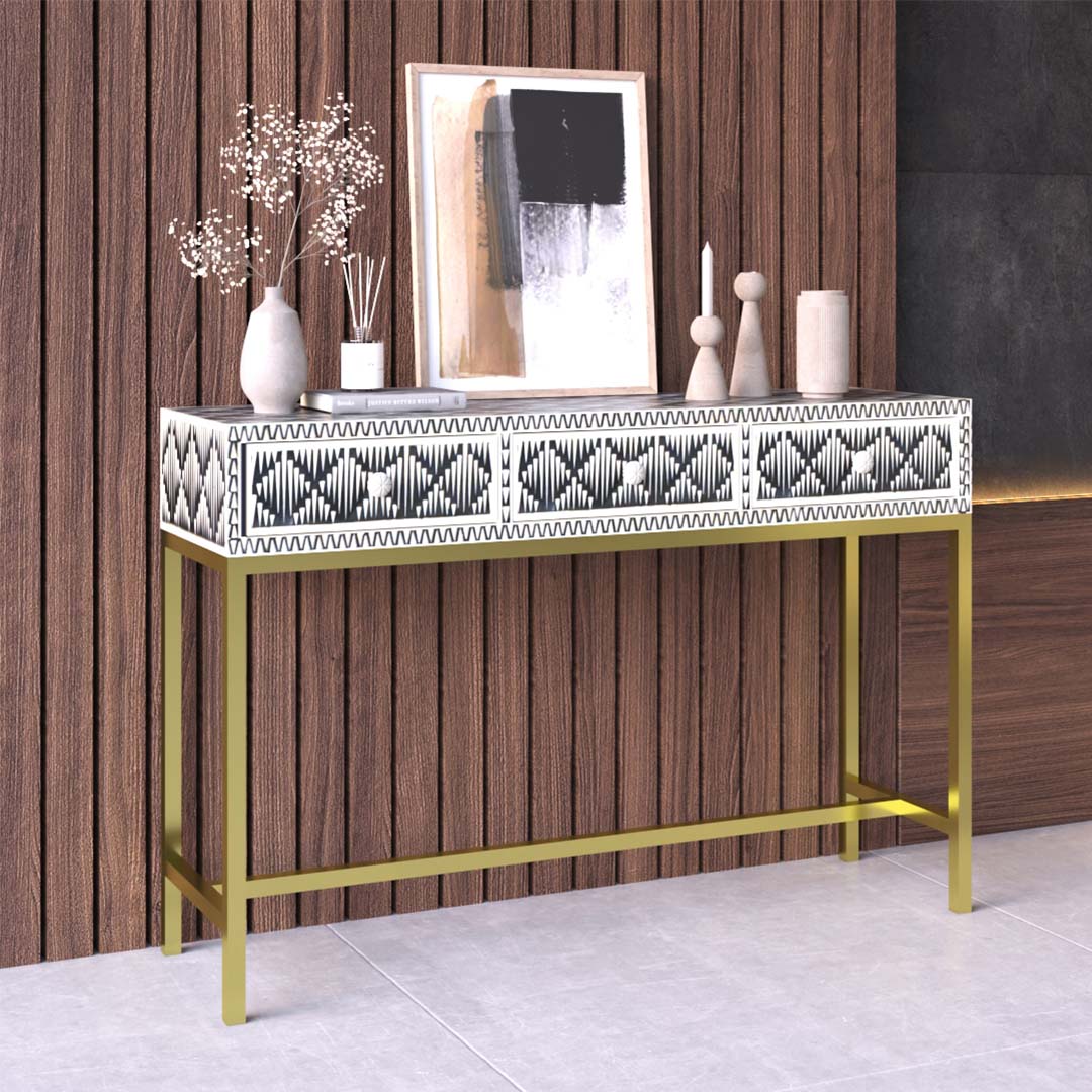 Elnaz Dresser Console - Black Bone Inlay