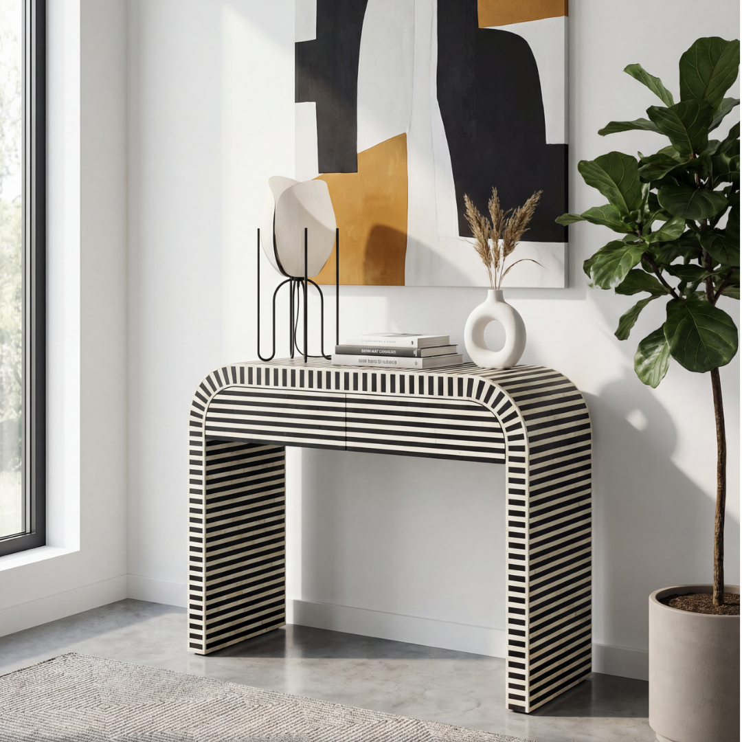 Saphed Dresser Console - Black Bone Inlay