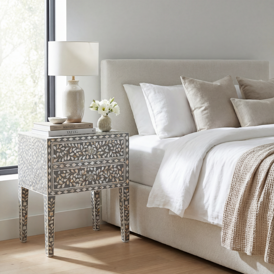 Jade Side Drawer – Grey Mother of Pearl Inlay