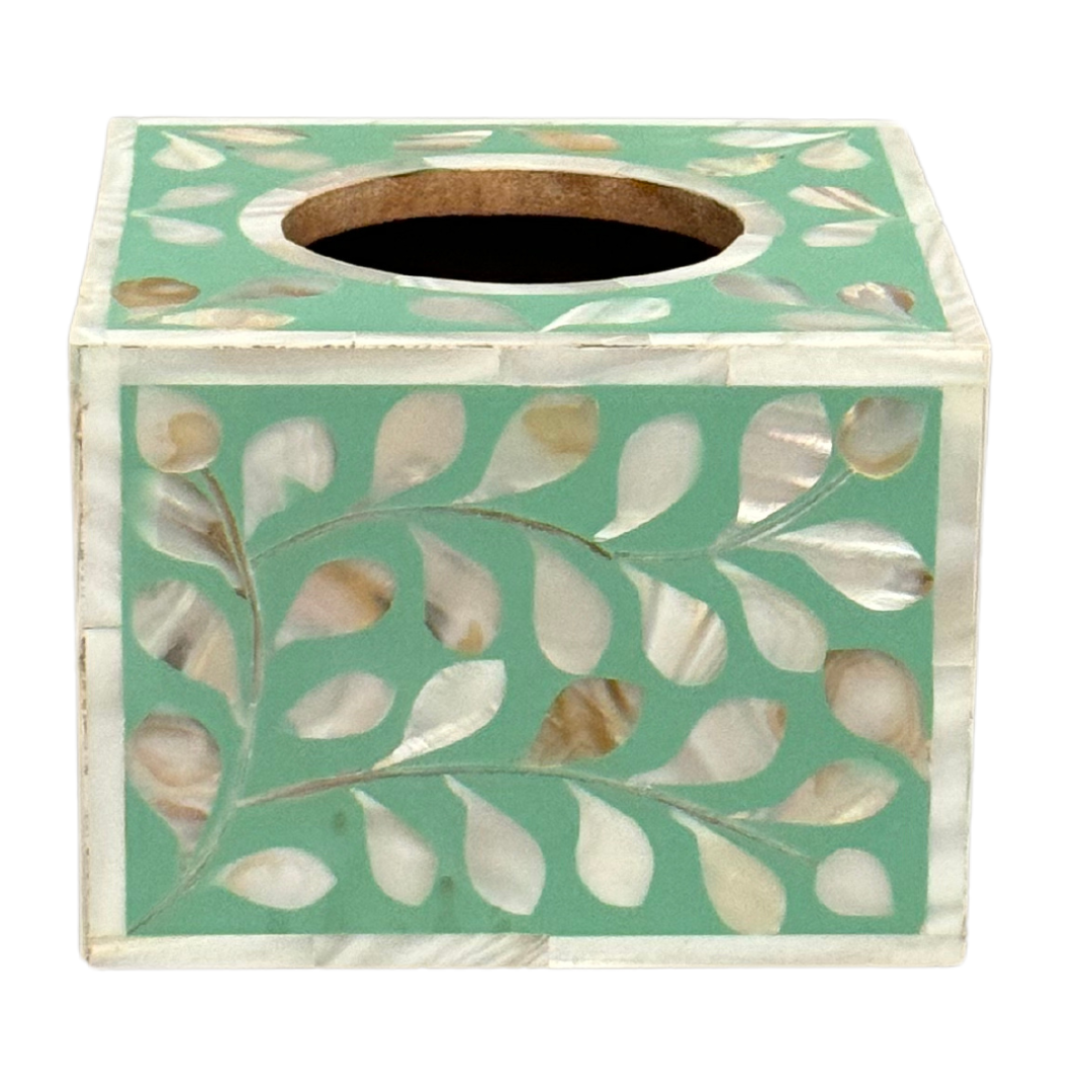 Jamila Tissue Box - Green Bone Inlay