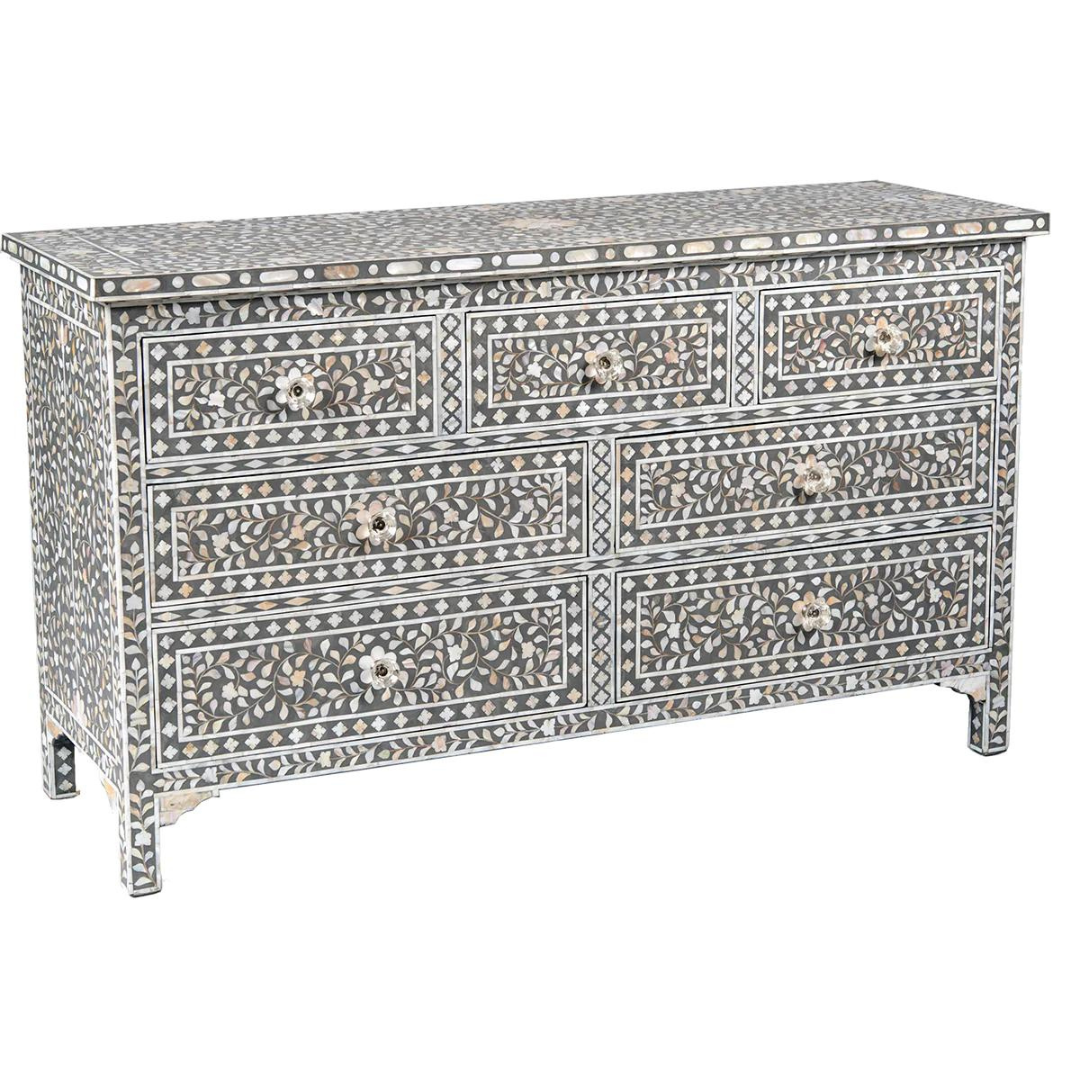 Iris Chest of Drawers - Grey Mother of Pearl Inlay - Tabeer Homes