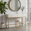 Iris Dresser Console & Stool - White Mother of Pearl Inlay