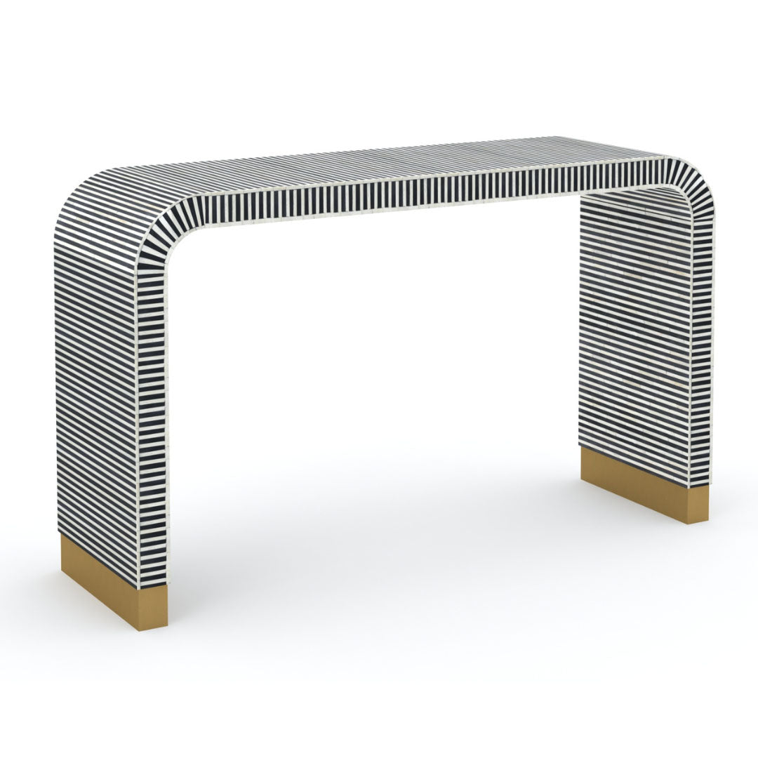 Saphed Console Table - Black & White Bone Inlay