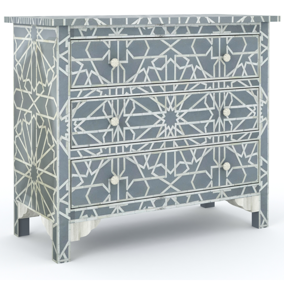 Cyrus Chest of Drawers - Grey Bone Inlay - Tabeer Homes