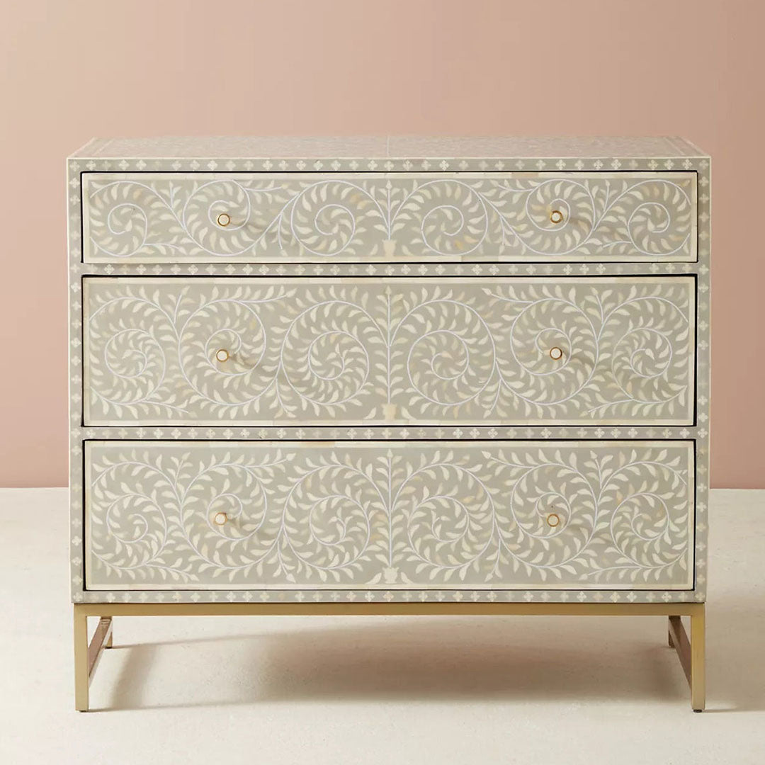 Seema Chest of Drawers - Grey Bone Inlay - Tabeer Homes