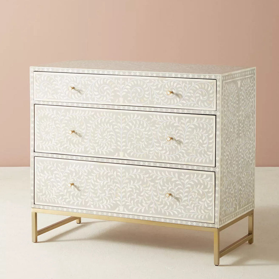 Seema Chest of Drawers - Grey Bone Inlay - Tabeer Homes