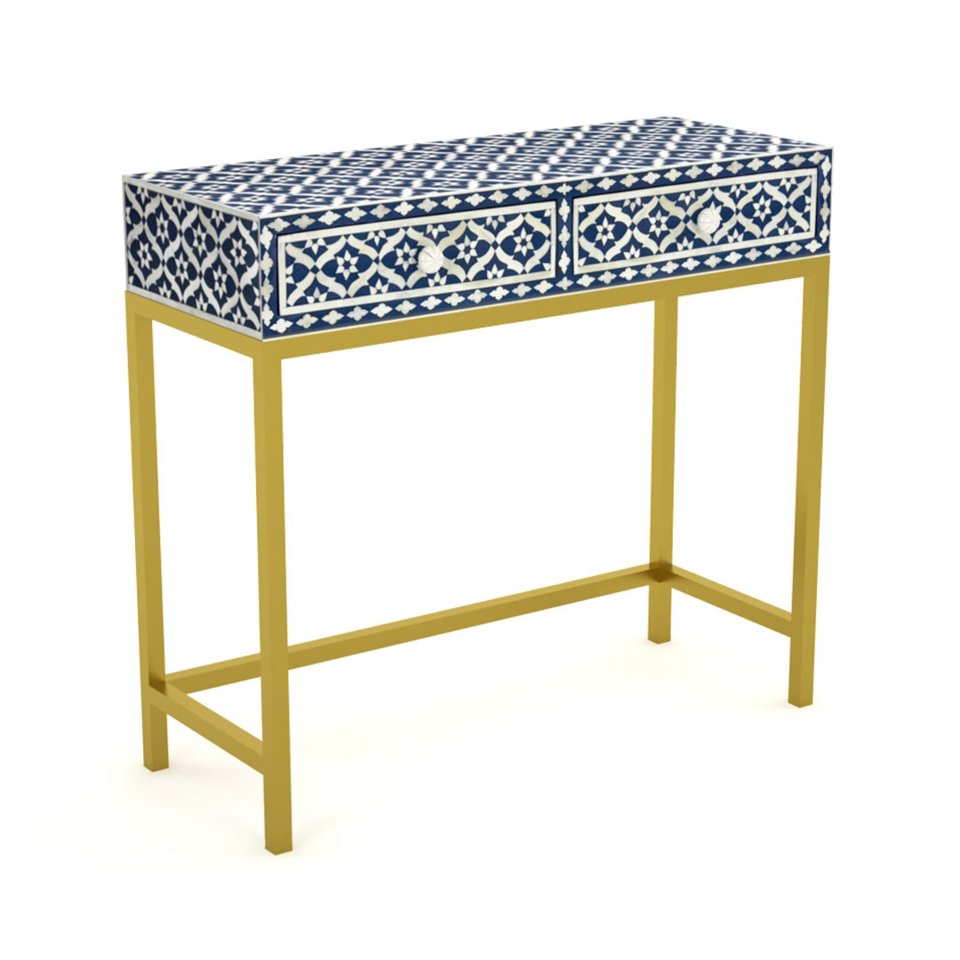 Inayat Mini Dresser Console - Navy Blue Bone Inlay - Tabeer Homes