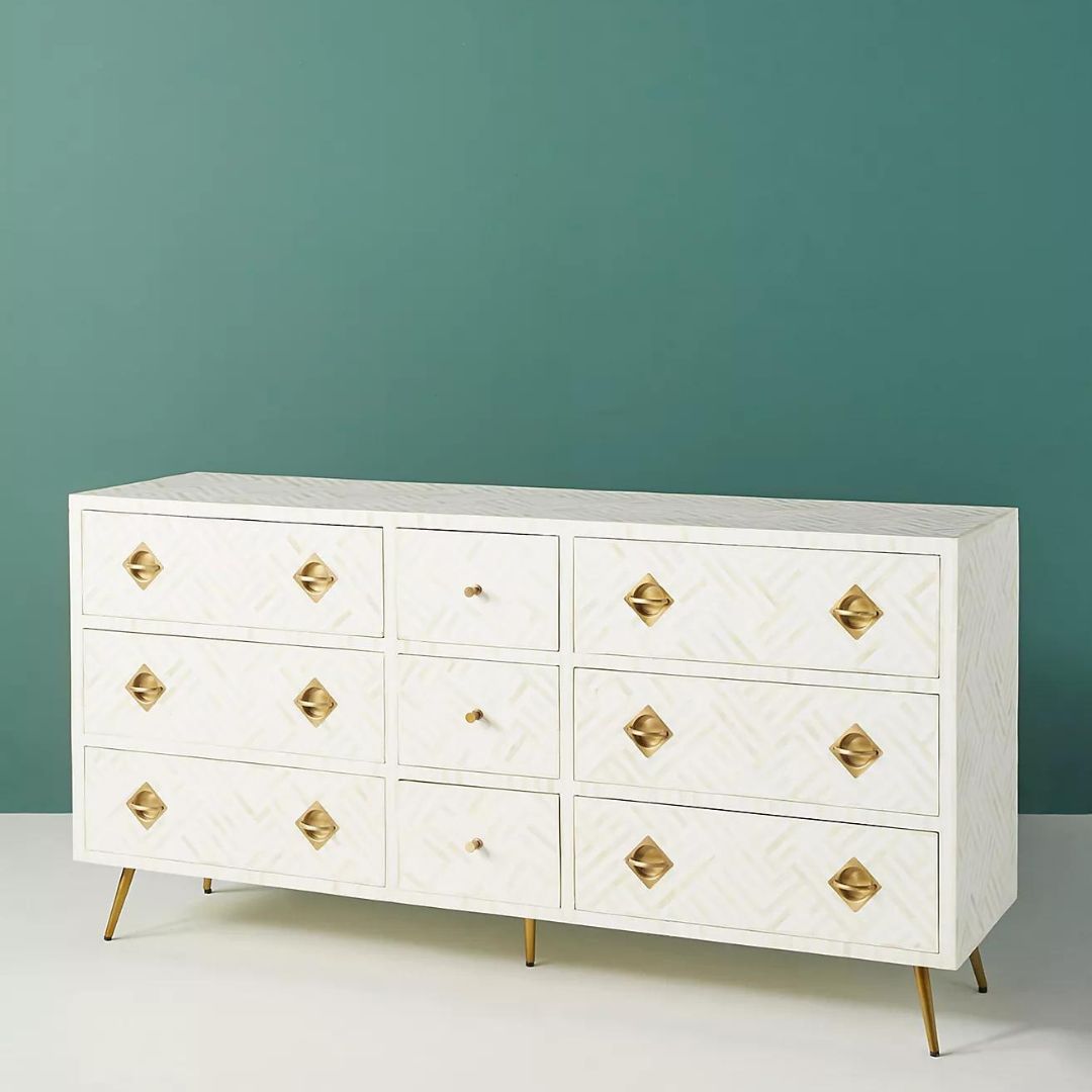 Ameerah Chest of Drawers - White Bone Inlay - Tabeer Homes