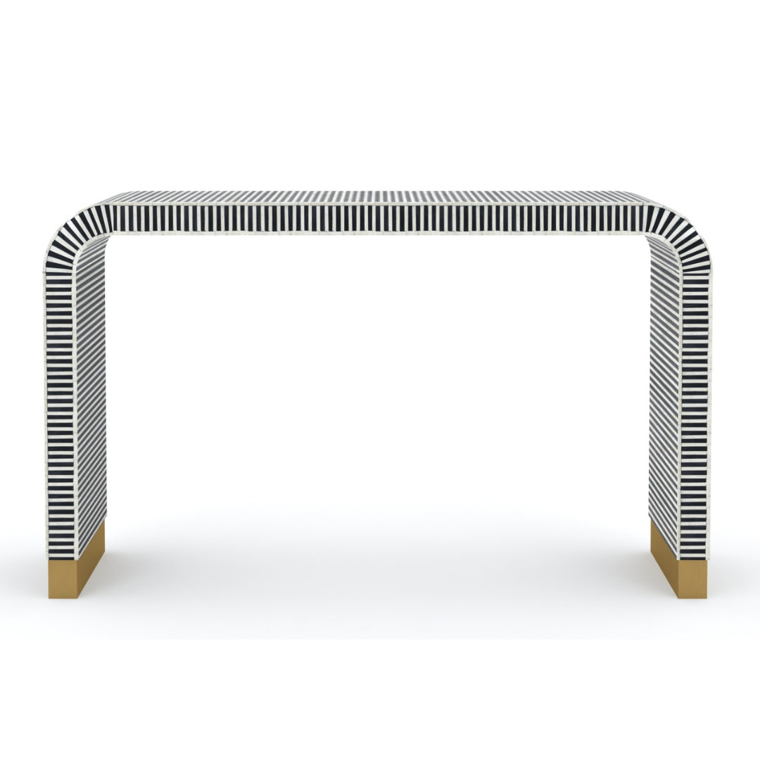 Saphed Console Table - Black & White Bone Inlay