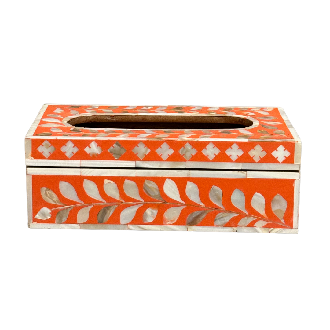 Jamila Tissue Box - Red Mother of Pearl Inlay