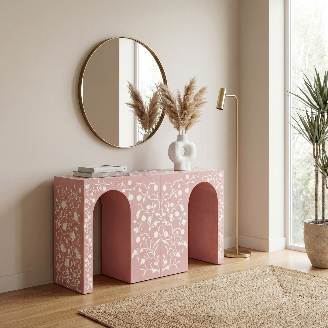 Rosetta Console - Pink Bone Inlay